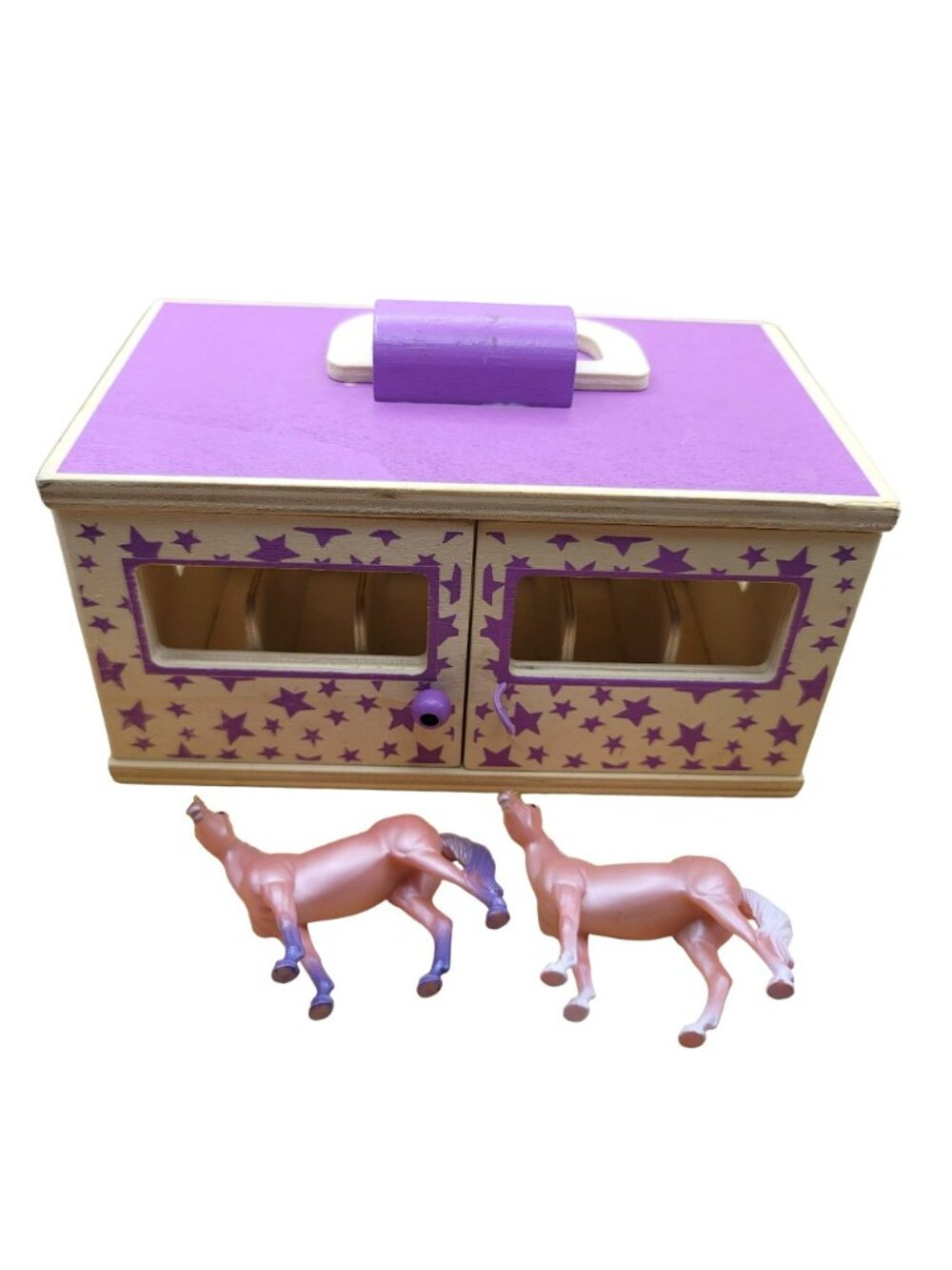 Breyer Magic Wooden Horse Carrier and 2 Unicorns Purple Pink Girls Toy  Jj3642 - Picture 2 of 7